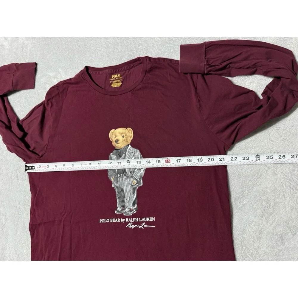 Polo Bear by Ralph Lauren Maroon Long Sleeve T-Shirt Crew Mens Large